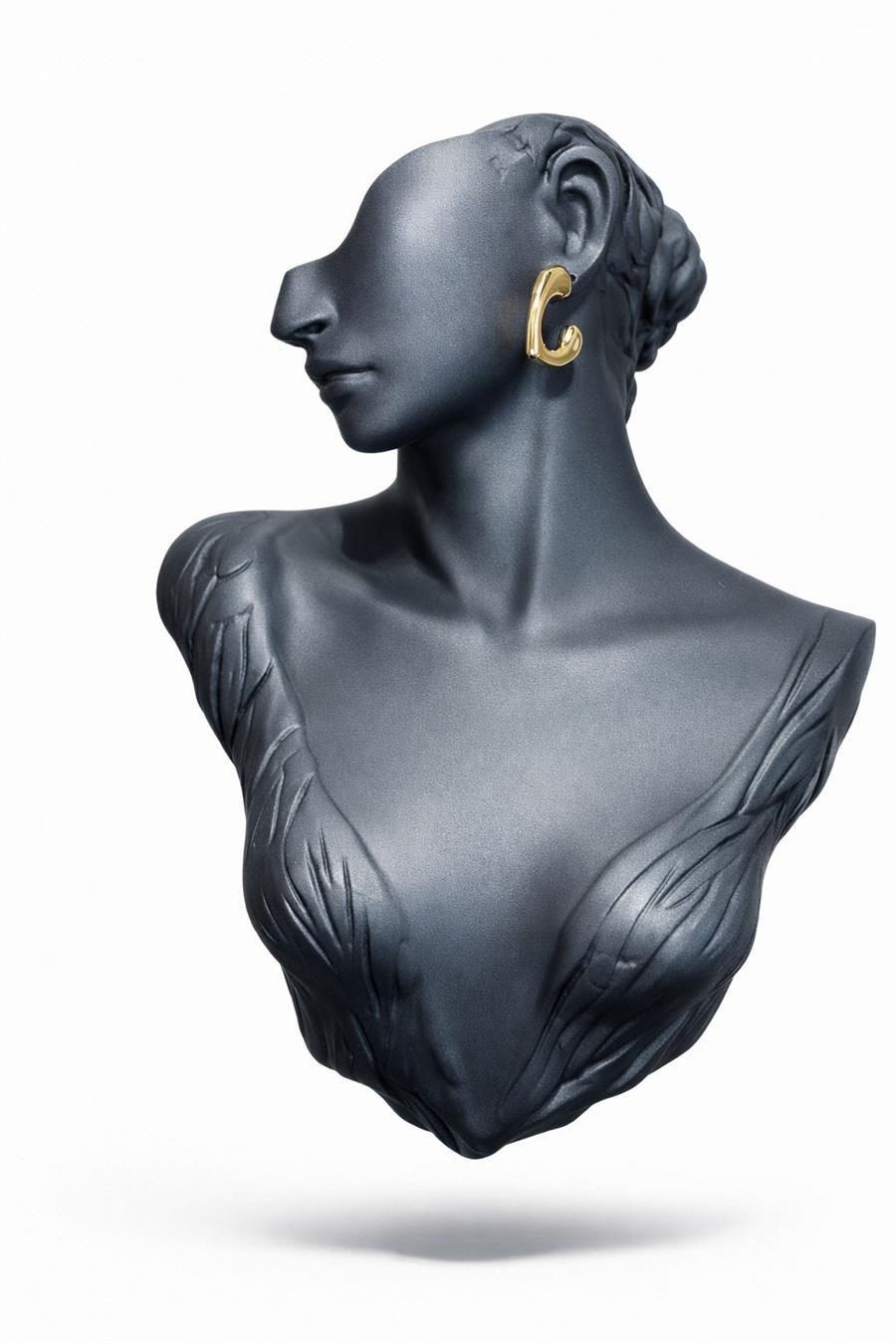 Sierra01 Gold Yarım Kalp Halka Küpe